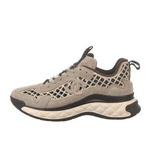 Chanel Sneakers Suede Calfskin Beige